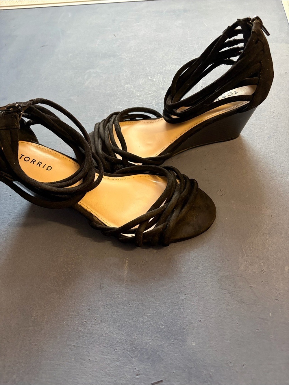 torrid Black Strappy Wedge Sandals